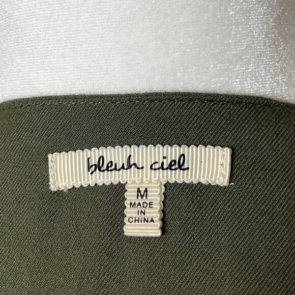 Bleuh Ciel Women's Open Front Cardigan Top M Green Shawl Neck Long Sleeve Wrap - Picture 8 of 9